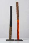 01. Le Rouge et le Noir, wood, paint, bronze particles, iron, h83X17X17cm, (over all), 2016
